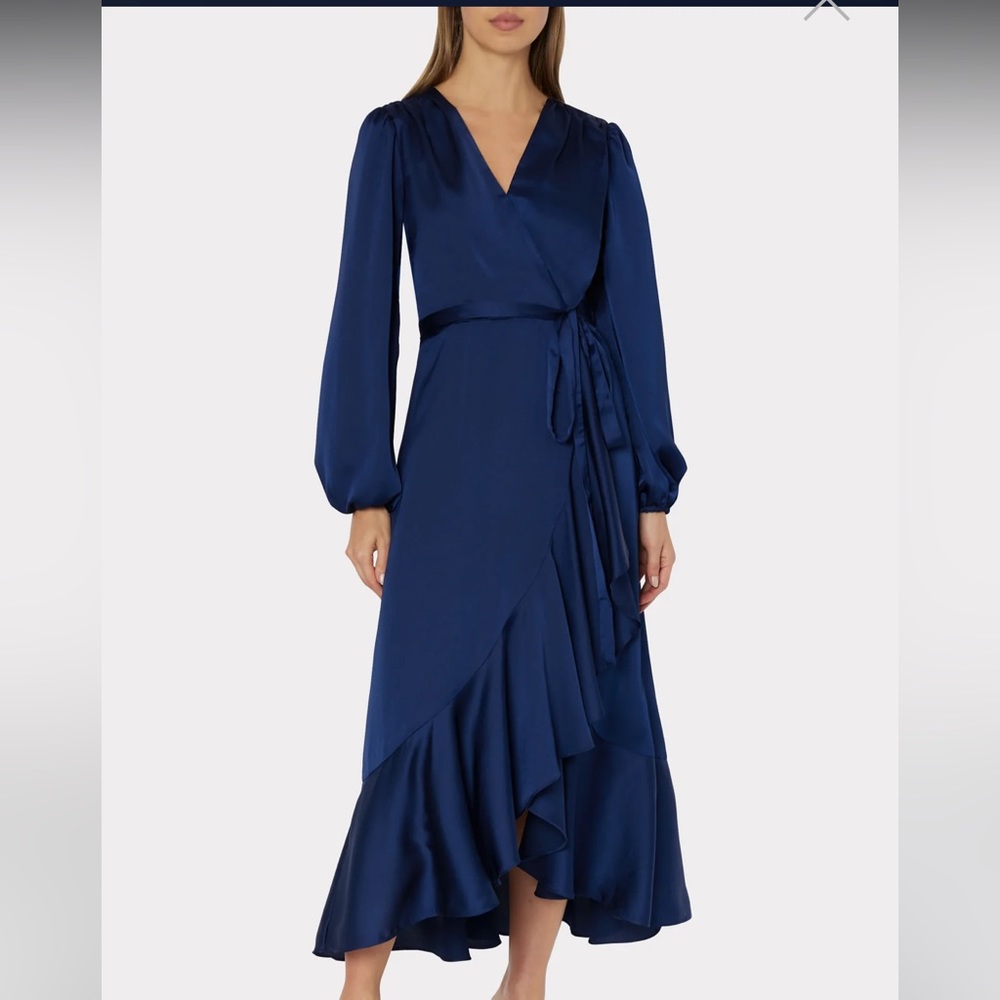 NWT Milly Halley Satin Dress in Navy- size 6